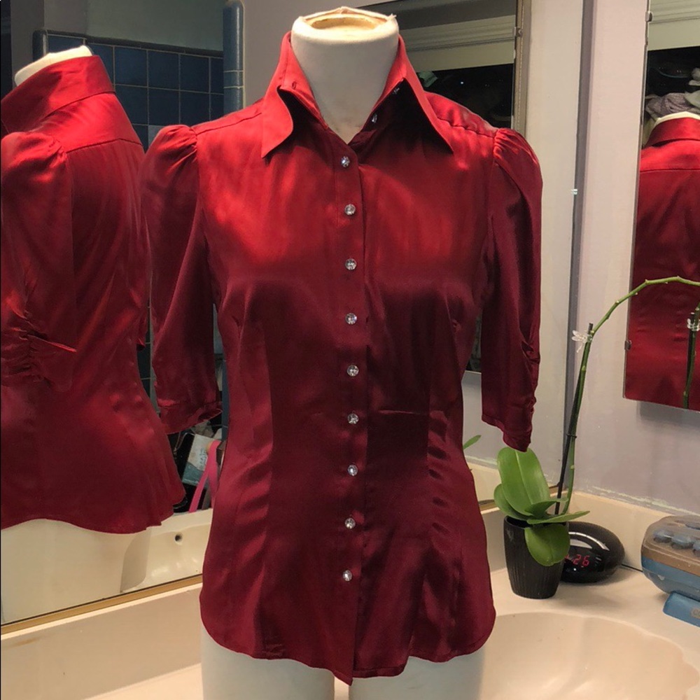 Bebe red Satin blouse